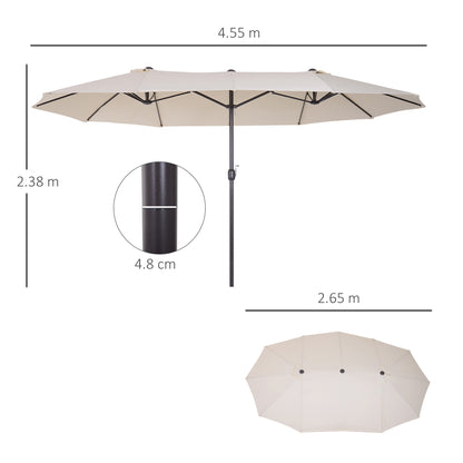 Outsunny 4.6m Double-Sided Patio Parasol Sun Umbrella-Beige 