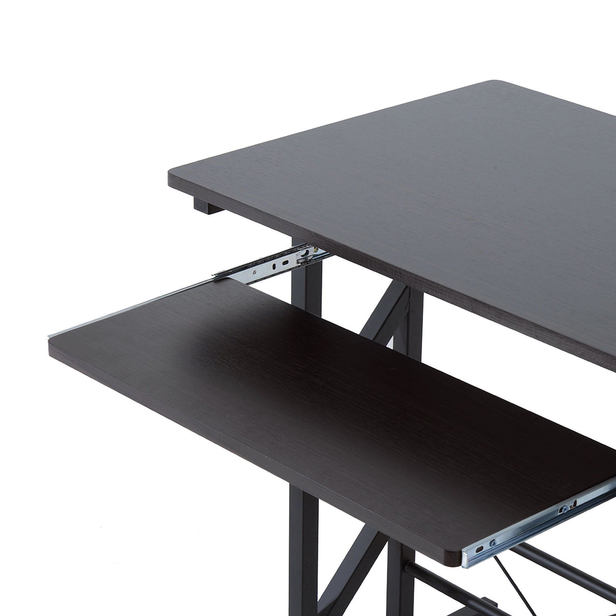 HOMCOM Computer Desk with Display Stand, Sliding Keyboard Tray Drawer and Host Box Shelf Home Office Workstation Dark Brown 