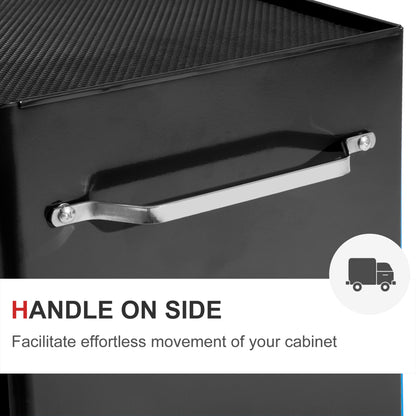 HOMCOM 5-Drawer Tool Chest, Lockable Steel Tool Storage Cabinet with Wheels and Handle Tool Box for Garage, Workshop, Black 