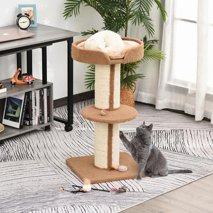 PawHut 91cm Cat Tower Scratching Posts Cat Tree for Indoor Cats Kitten Activity Centre Brown 