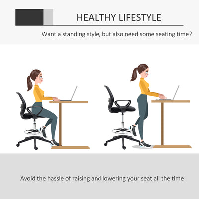 Vinsetto Ergonomic Mesh Back Drafting Chair, Tall Office Chair, Draughtsman Chair with Adjustable Height and Footrest 360° Swivel, Black 