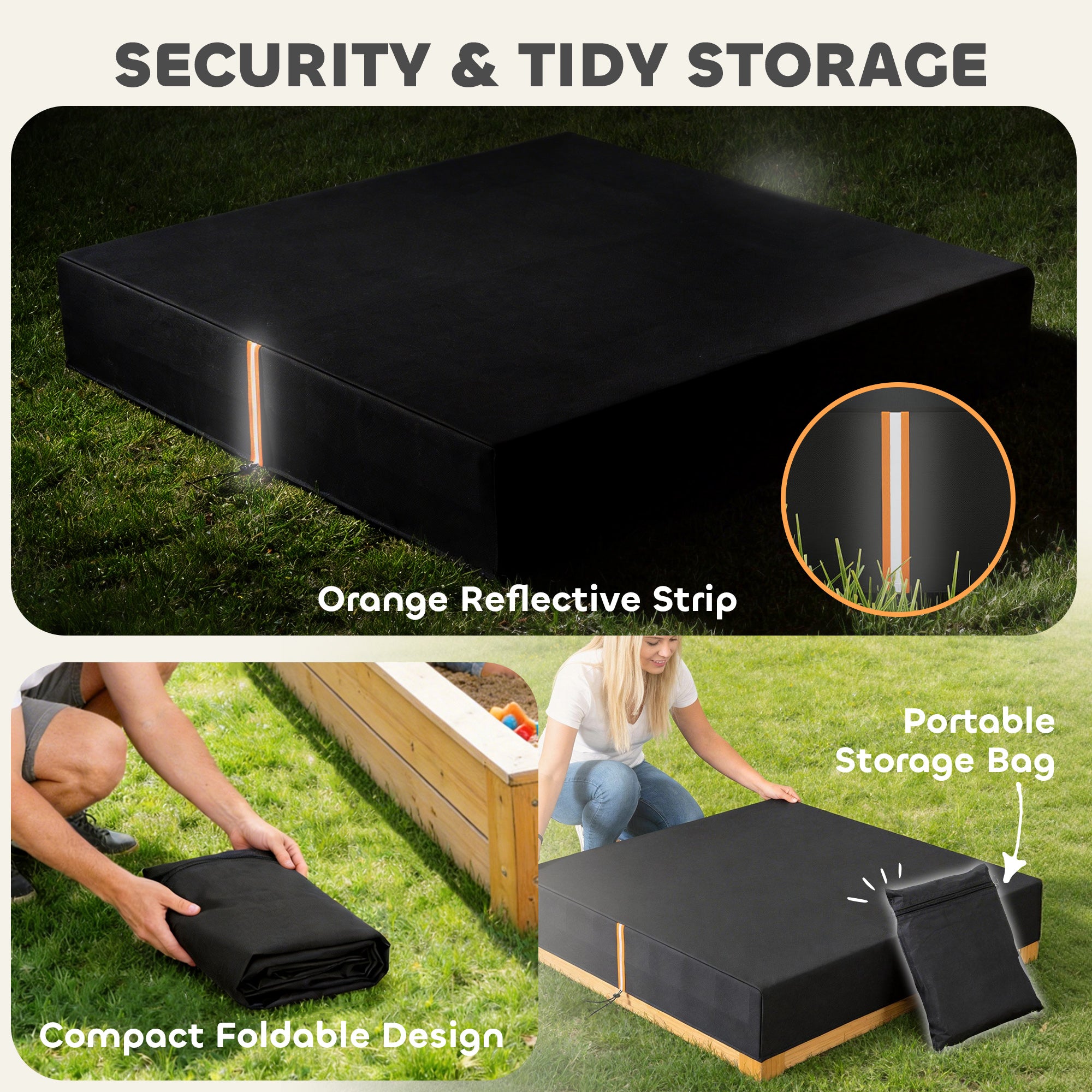 AIYAPLAY Sandbox Cover, Square Sandpit Cover Waterproof Dustproof UV Protection, Sandbox Canopy with Drawstring and Elastic Band 