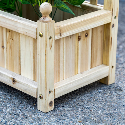 Outsunny Garden Planters with Trellis for Climbing Vines, Wood Raised Beds for Garden, Flower Pot, Indoor Outdoor, Natural 