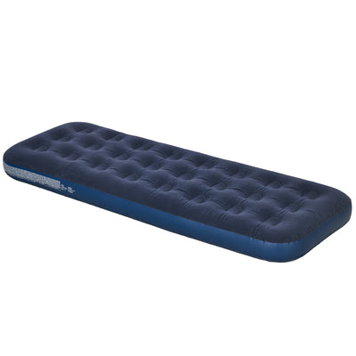 Outsunny Single Air Bed with Hand Pump, Inflatable Mattress with Flocked Surface for Guest, Camping, Travel, 191 x 73 x 22cm, Blue 