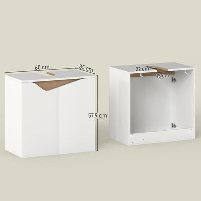 HOMCOM Under Sink Bathroom Cabinet, Bathroom Storage Cabinet with Soft-Close Doors, for Basin without Pedestal, White 