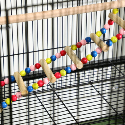PawHut Large Bird Cage Budgie Cage with Stand, Toys, Wheels, Accessories, Storage Shelf for Canaries, Finches, Lovebirds, Parakeets - Black, 79 x 49 x 133 cm 