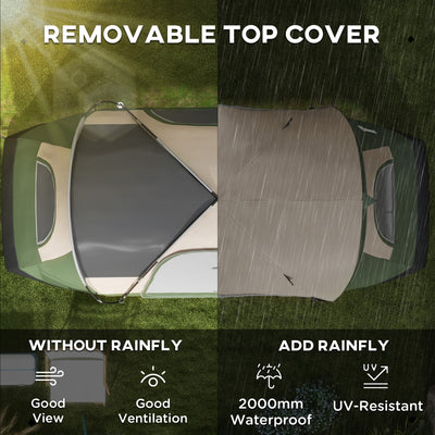 Outsunny Camping Tent for 6-8 Man with 2000mm Waterproof Rainfly and Carry Bag for Fishing Hiking Festival, Dark Green 