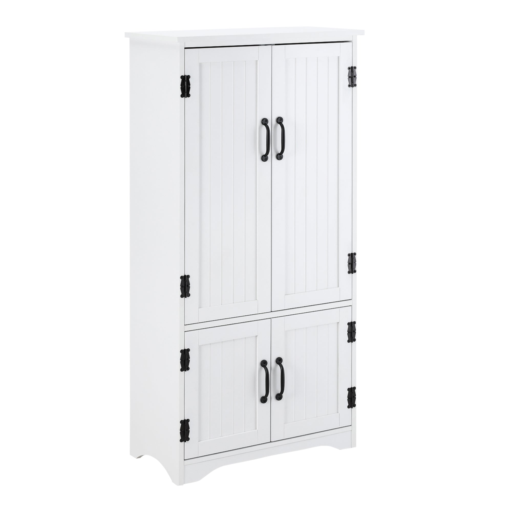 HOMCOM Accent Floor Storage Cabinet Kitchen Cupboard with Adjustable Shelves and 2 Lower Doors, White 