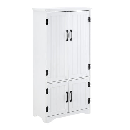 HOMCOM Accent Floor Storage Cabinet Kitchen Cupboard with Adjustable Shelves and 2 Lower Doors, White 