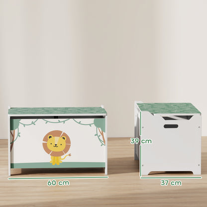 AIYAPLAY Toy Box with Lid, Safety Hinges and Groove Handles, Toy Storage organiser for Kids, Living Room, Playroom, Green