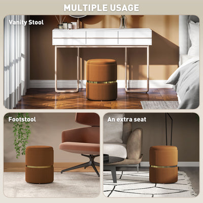 HOMCOM Velvet-Feel Storage Ottoman - Brown 