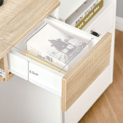 HOMCOM Compact Computer Desk with Keyboard Tray, Home Office Desk with Drawer for Bedroom Study, Oak Colour 