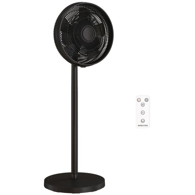 HOMCOM 40 cm Standing Fan, Cooling Floor Fan with 80° Oscillating, Adjustable Tilt and Height, 4 Speed, Remote Control, Black 