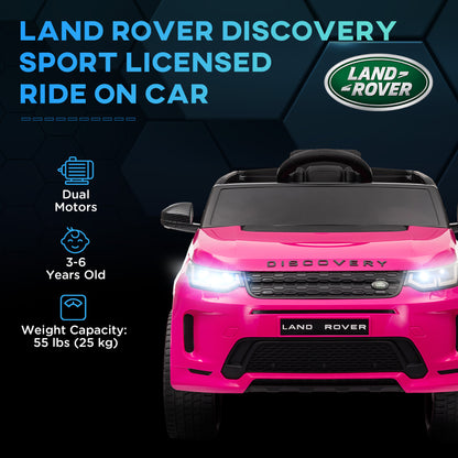 AIYAPLAY Licensed Land Rover Discovery Sport, 12V Kids Ride on Car w/ Remote Control, Lights, Music, Horn, for 3-6 Years, Pink 