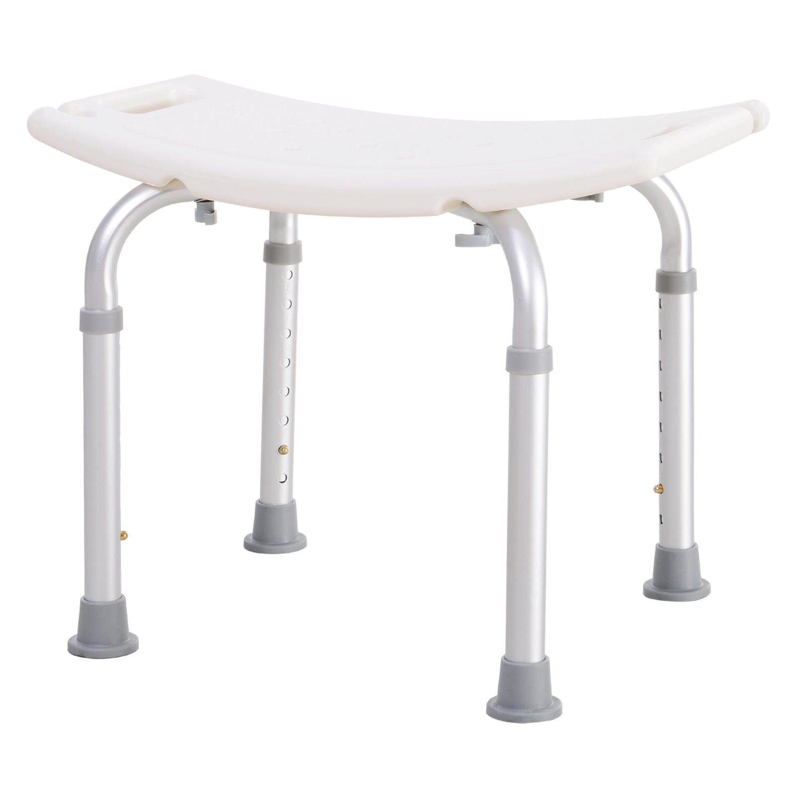 HOMCOM Height Adjustable Bath Stool, Aluminium Shower Stool with Non-Slip Pads for Elderly, Disabled, Seniors, Pregnant, White 