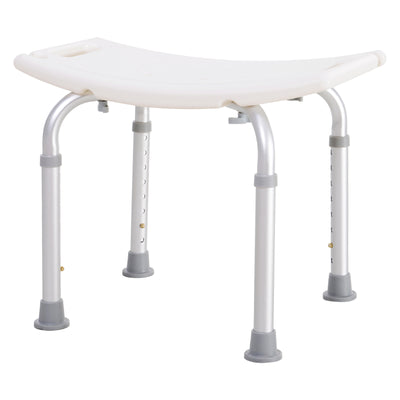 HOMCOM Height Adjustable Bath Stool, Aluminium Shower Stool with Non-Slip Pads for Elderly, Disabled, Seniors, Pregnant, White 