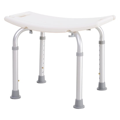 HOMCOM Height Adjustable Bath Stool, Aluminium Shower Stool with Non-Slip Pads for Elderly, Disabled, Seniors, Pregnant, White 