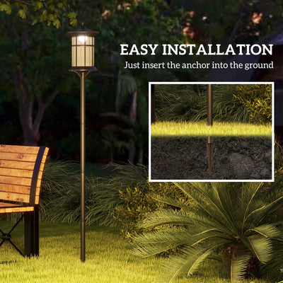 Outsunny Set of Two 1.8m Traditional Style Solar Lamp Posts - Black 
