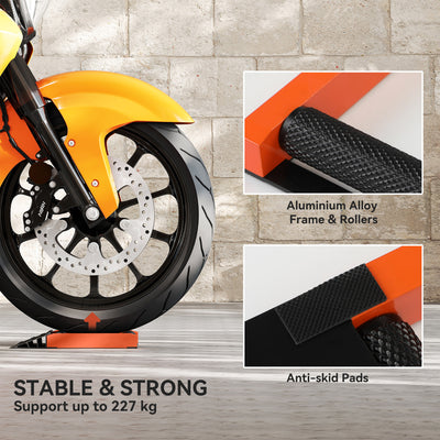 HOMCOM Motorcycle Wheel Cleaning Roller Stand with Aluminium Alloy Frame and Rollers, Motorcycle Maintenance Stand for Tyre Cleaning and Chain Lubrication, Fit Tyre Width < 180mm, Bikes < 500lb, Black 