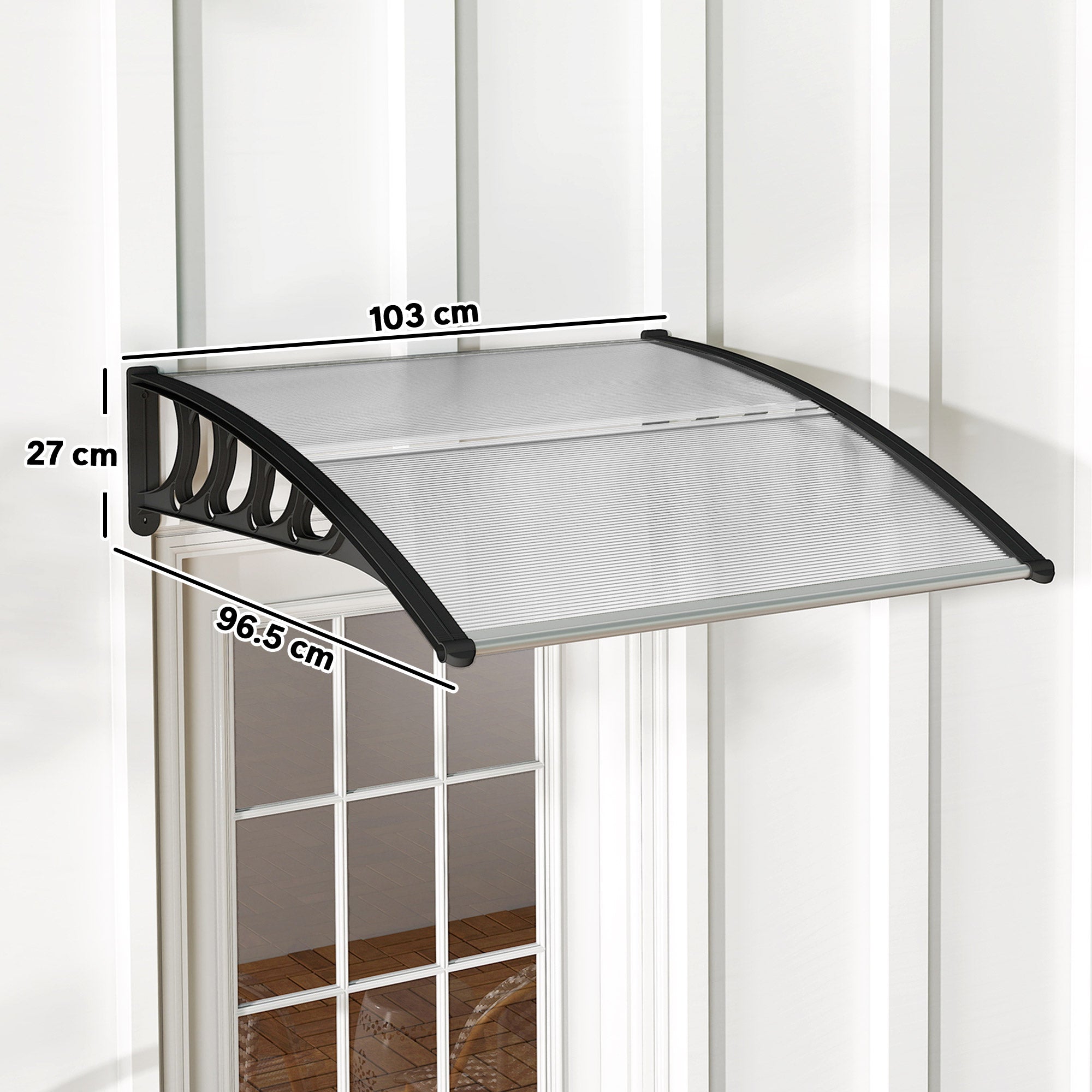 Outsunny Front Door Canopy, Outdoor Awning, Rain Shelter for Window, Porch and Front/Back Door, 103 x 96.5 cm, Clear 
