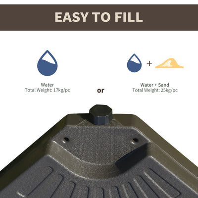 Outsunny Set of 4 Fillable Parasol Weights - 100kg 