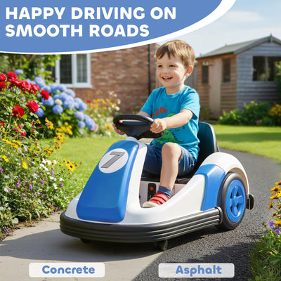 AIYAPLAY Kids Bumper Car with 360-Degree Rotation, 6V Electric Ride On Car with Music and Horn for 3-8 Years Old, Blue 