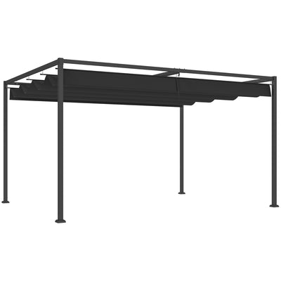 Outsunny 4 x 3m Metal Pergola, with Retractable Canopy Roof - Black 