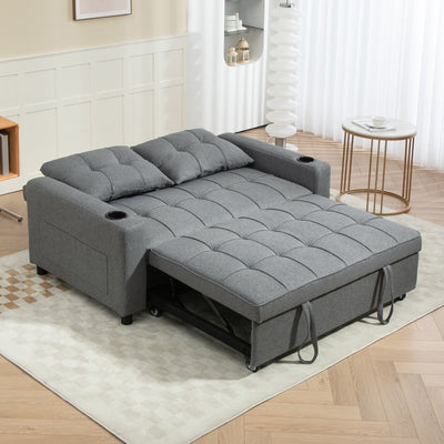 HOMCOM Two-Seater Pull-Out Sofa Bed - Charcoal Grey 