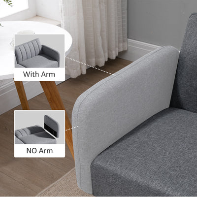 HOMCOM 3 Seater Sofa Bed, Convertible Linen Fabric Sofa Couch, Click Clack Sofabed with Adjustable Split Backrest for Living Room, Bedroom, Guest Room, Grey 