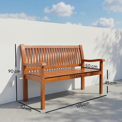Outsunny Garden Bench 2 Seater, Wooden Outdoor Bench with Waterproof Cover, Garden Seat with Ergonomic Backrest 
