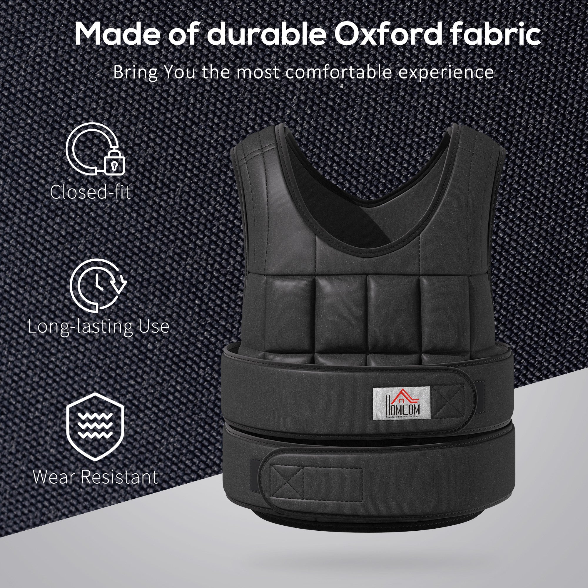 HOMCOM 15kg Weighted Vest, Adjustable Running Weight Vest with 38 Weight Bags for Men or Women Cardio Exercise, Black 