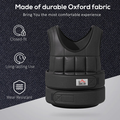 HOMCOM 15kg Weighted Vest, Adjustable Running Weight Vest with 38 Weight Bags for Men or Women Cardio Exercise, Black 