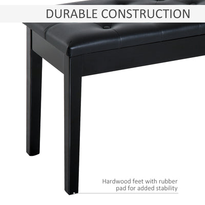 HOMCOM PU Leather Upholstered Piano Stool Makeup Stool Bench Dressing Table Seat with Storage 76x36x50cm, Black 