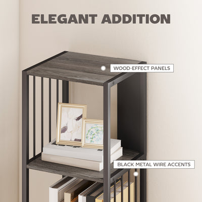 HOMCOM 5-Tier Bookshelf with Steel Frame - Grey 