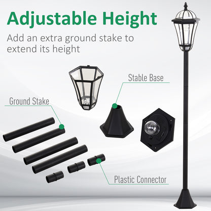 Outsunny 2 PCS LED Garden Lights Lamp Post Solar Powered Lantern Patio Pathway Walkway Outdoor Water-Resist Auto Switch 6 Hours Black 