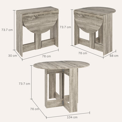 HOMCOM Space-saving Drop Leaf Table, Folding Dining Table for Small Space, Kitchen, Dining Room, Grey 