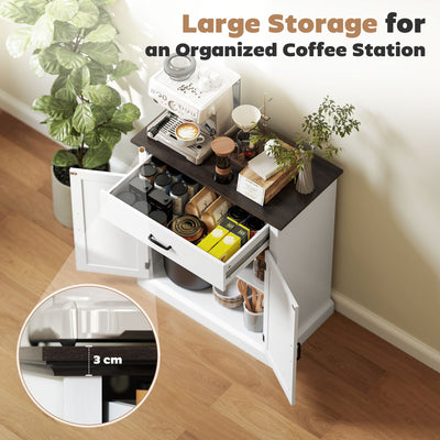 HOMCOM Farmhouse Sideboard with 3 cm Thick Top 2 Barn Doors - White 