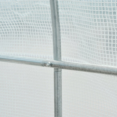 Outsunny 3.5 x 2 x 2 m Polytunnel Greenhouse, Walk-in Green House for Garden with Mesh Windows, Galvanised Steel Frame, White 