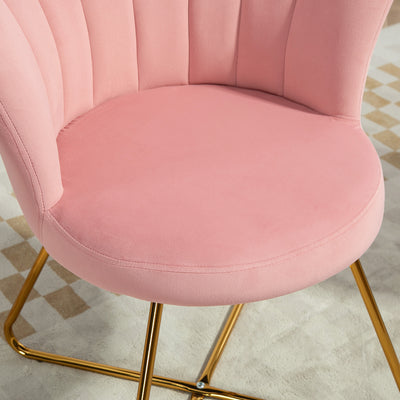 HOMCOM Velvet-Feel Lotus Petal Accent Chair - Pink 