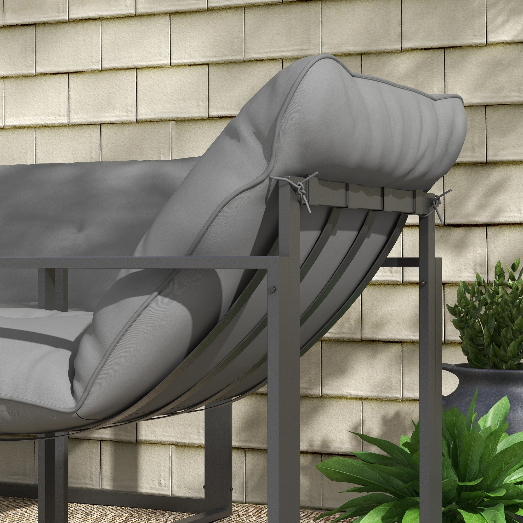 Outsunny Four-Piece Relaxed Back Garden Dining Set - Black/Grey 