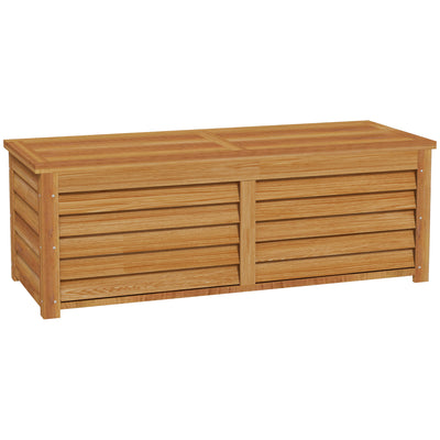 Outsunny 292L Outdoor Storage Box, Wooden Deck Box Garden Storage Container for Balcony, Porch, Poolside, Light Brown 