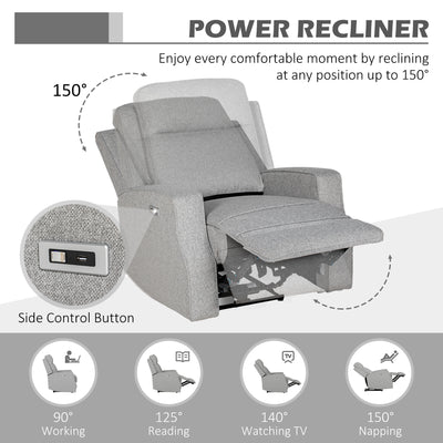 HOMCOM 150\'c2\'b0 Electric Reclining Chair, with USB port and Footrest - Grey 