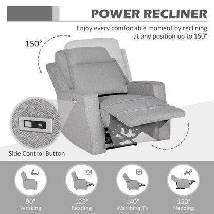 HOMCOM 150\'c2\'b0 Electric Reclining Chair, with USB port and Footrest - Grey