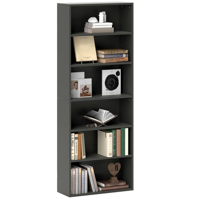 HOMCOM Six Shelf Bookcase - Black 