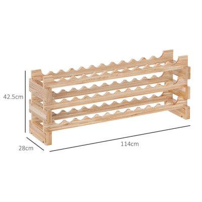 HOMCOM Three-Tier, 36 Bottle Wooden Wine Rack - Natural 