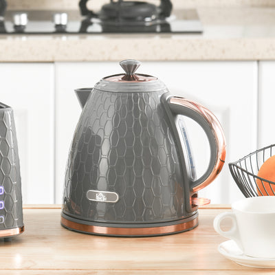 HOMCOM 3kW Rapid Boil Honeycomb Kettle - Grey 