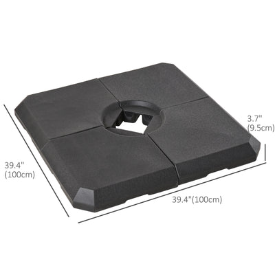 Outsunny Set of 4 Parasol Base Stand Weights for Cantilever Parasols, Water and Sand Filled, Up to 120kg, Black 