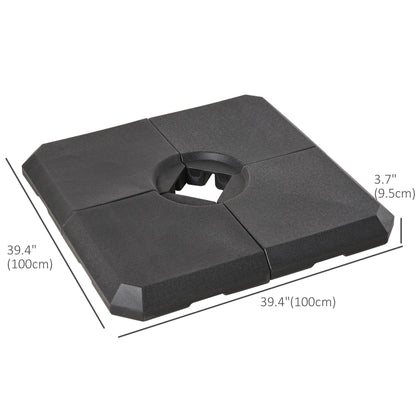 Outsunny Set of 4 Parasol Base Stand Weights for Cantilever Parasols, Water and Sand Filled, Up to 120kg, Black 