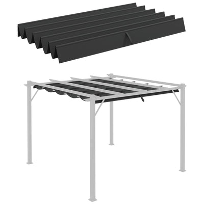Outsunny Retractable Pergola Shade Cover, Replacement Canopy Fabric for 3 x 3 (m) Pergola, Gazebo Retractable Roof, Dark Grey 
