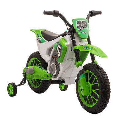 HOMCOM 12V Kids Electric Motorcycle Ride-On, with Training Wheels, for Ages 3-6 Years - Green 